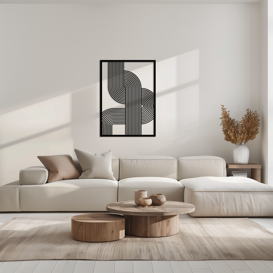 Geometric Curve Panel Metal Wall Art – Modern Abstract Steel Decor- KAF364 - Tampa Home & Garden Store