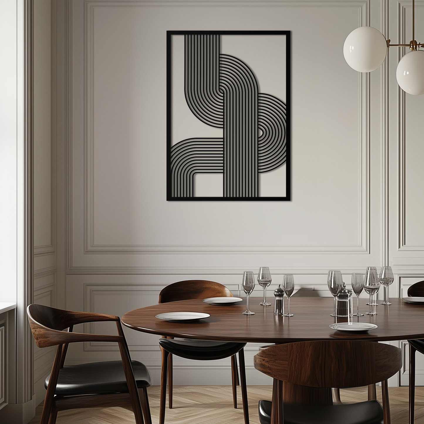 Geometric Curve Panel Metal Wall Art – Modern Abstract Steel Decor- KAF364 - Tampa Home & Garden Store