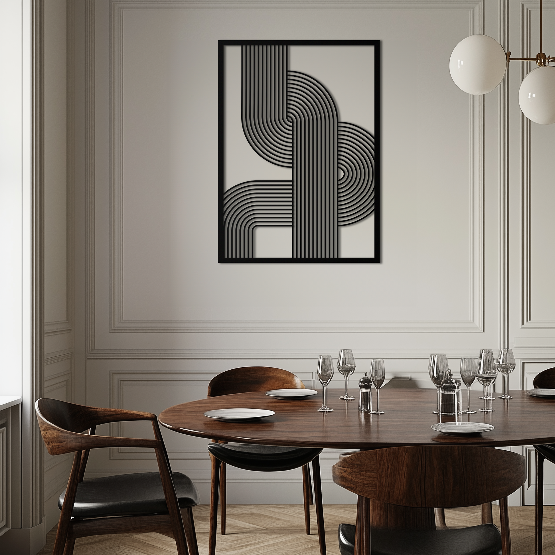 Geometric Curve Panel Metal Wall Art – Modern Abstract Steel Decor- KAF364 - Tampa Home & Garden Store