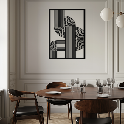 Geometric Curve Panel Metal Wall Art – Modern Abstract Steel Decor- KAF364 - Tampa Home & Garden Store