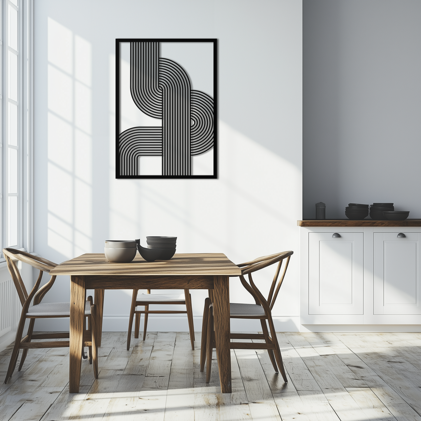 Geometric Curve Panel Metal Wall Art – Modern Abstract Steel Decor- KAF364 - Tampa Home & Garden Store
