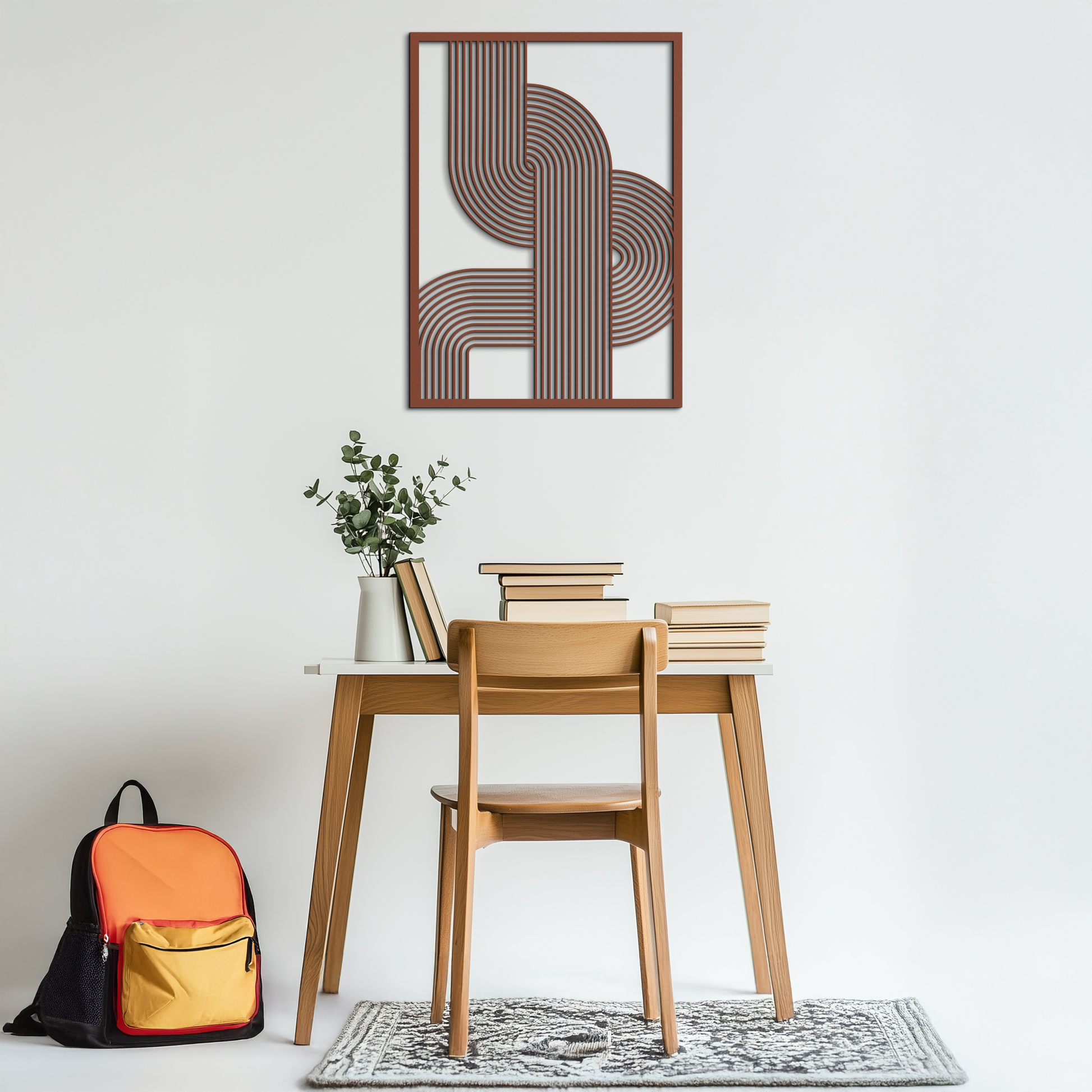 Geometric Curve Panel Metal Wall Art – Modern Abstract Steel Decor- KAF364 - Tampa Home & Garden Store