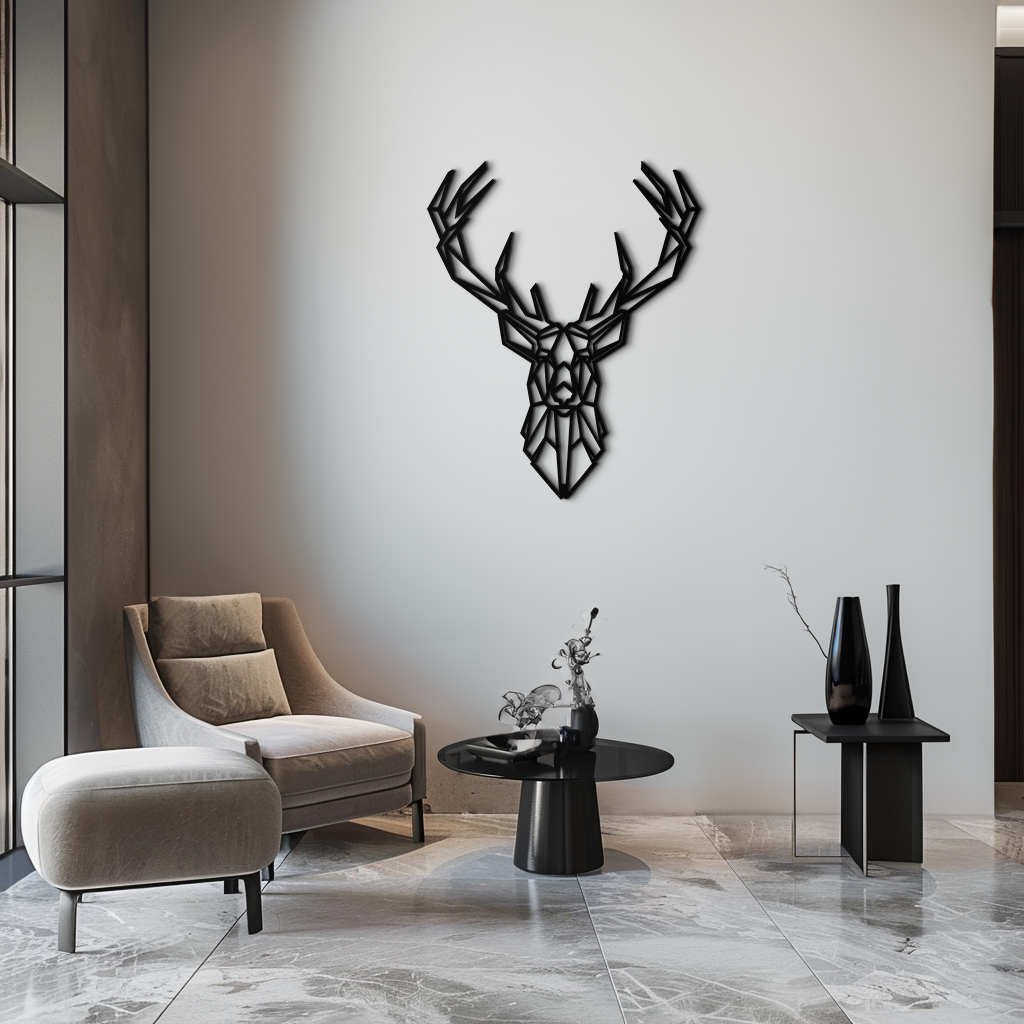 Geometric Deer Head Metal Wall Art - Modern Minimalist Steel Decor - KAF123 - Tampa Home & Garden Store