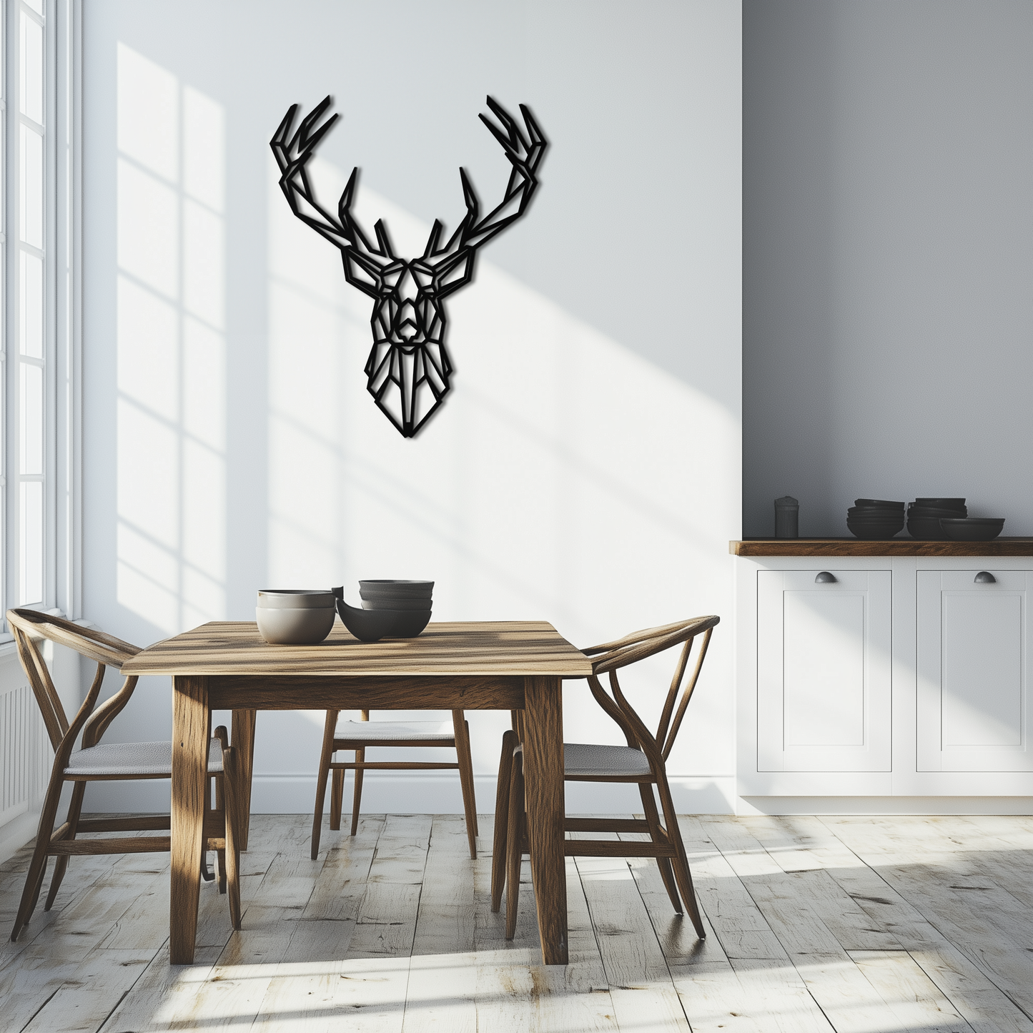 Geometric Deer Head Metal Wall Art - Modern Minimalist Steel Decor - KAF123 - Tampa Home & Garden Store