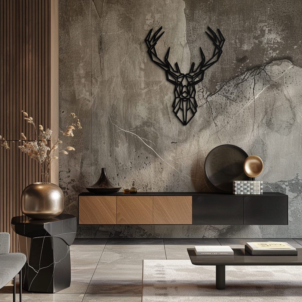 Geometric Deer Head Metal Wall Art - Modern Minimalist Steel Decor - KAF123 - Tampa Home & Garden Store