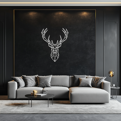 Geometric Deer Head Metal Wall Art - Modern Minimalist Steel Decor - KAF123 - Tampa Home & Garden Store