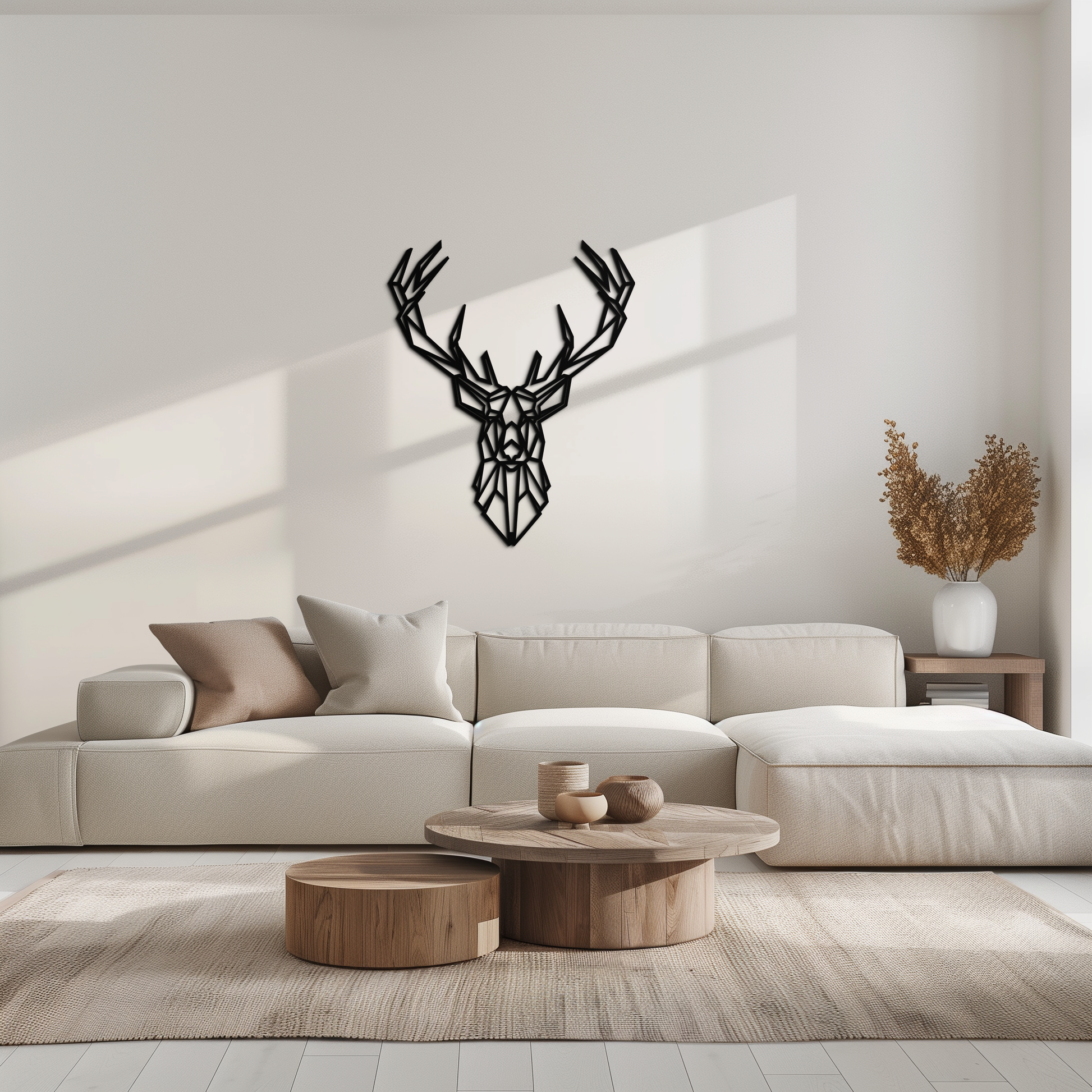 Geometric Deer Head Metal Wall Art - Modern Minimalist Steel Decor - KAF123 - Tampa Home & Garden Store