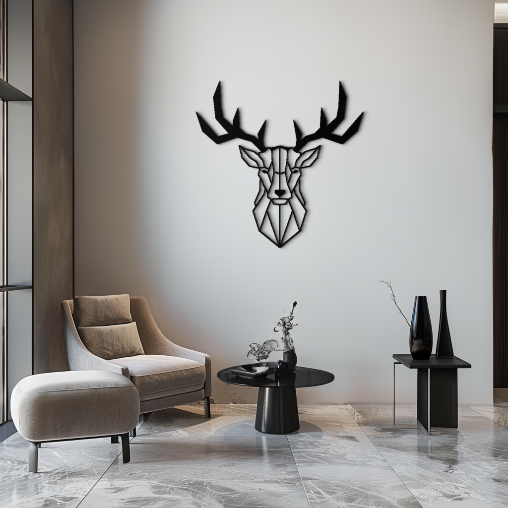 Geometric Deer Head Metal Wall Art - Modern Steel Decor - KAF048 - Tampa Home & Garden Store
