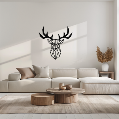 Geometric Deer Head Metal Wall Art - Modern Steel Decor - KAF048 - Tampa Home & Garden Store