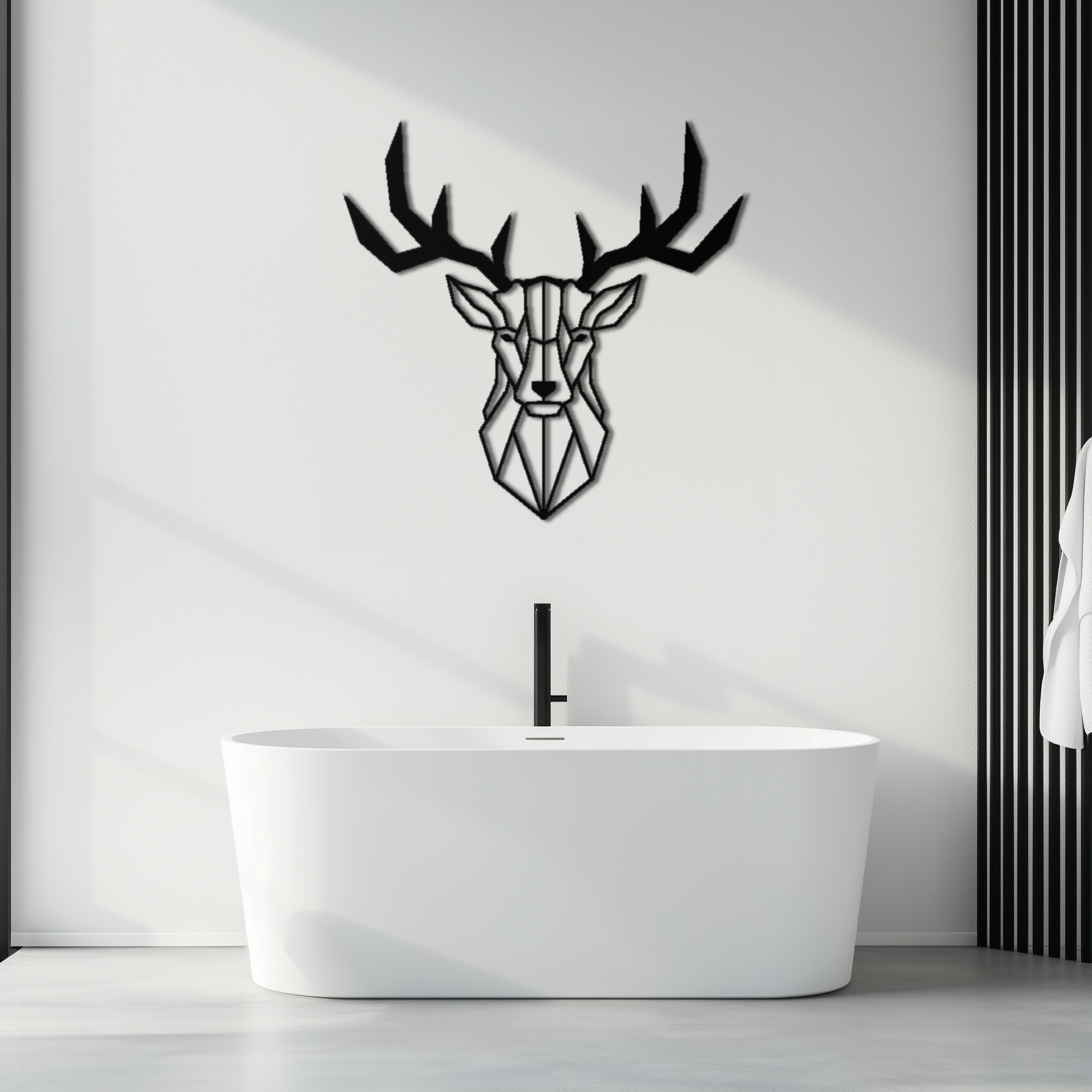 Geometric Deer Head Metal Wall Art - Modern Steel Decor - KAF048 - Tampa Home & Garden Store
