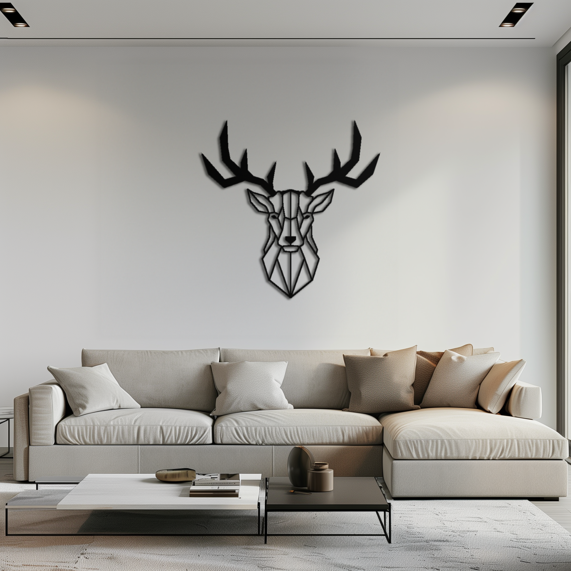 Geometric Deer Head Metal Wall Art - Modern Steel Decor - KAF048 - Tampa Home & Garden Store
