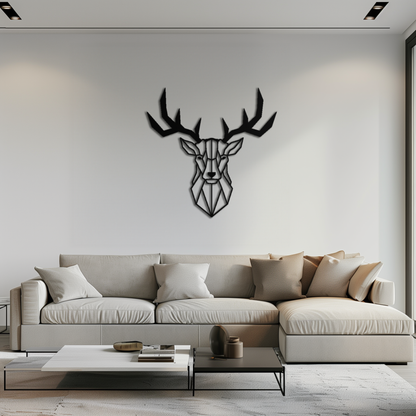 Geometric Deer Head Metal Wall Art - Modern Steel Decor - KAF048 - Tampa Home & Garden Store