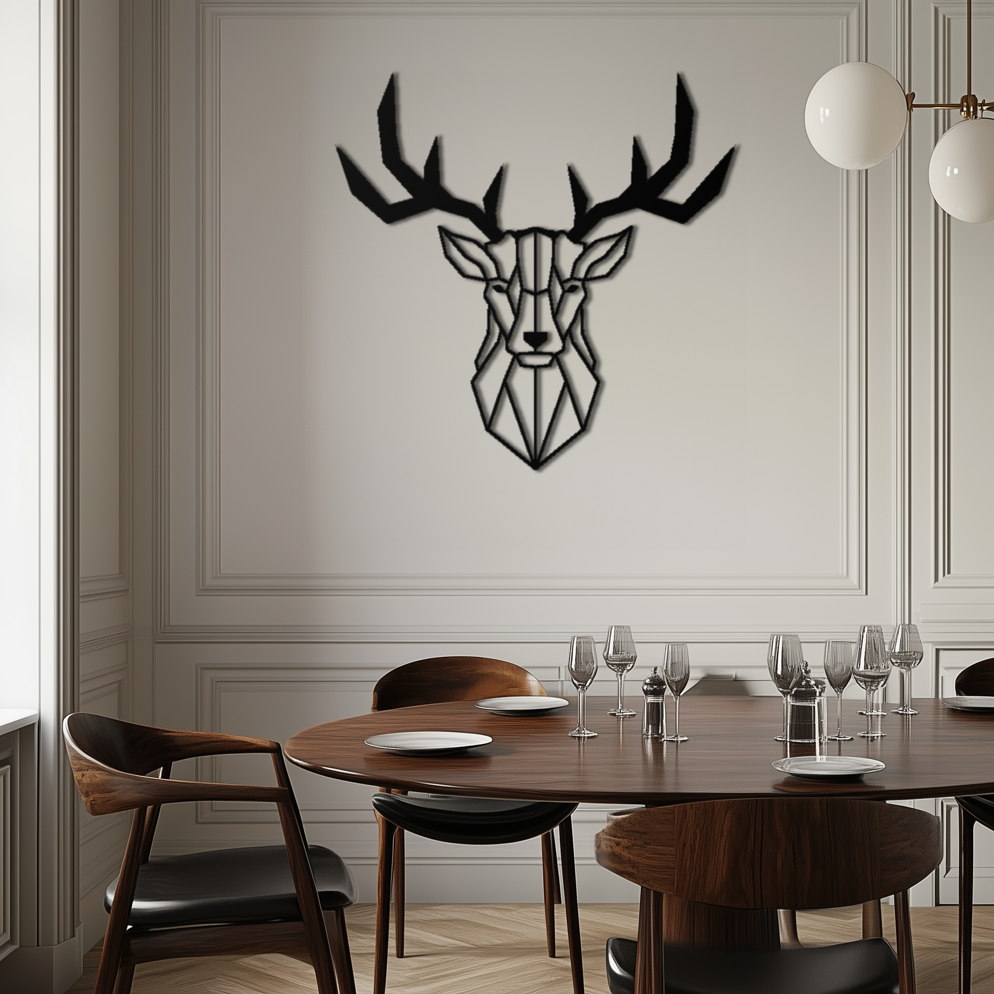 Geometric Deer Head Metal Wall Art - Modern Steel Decor - KAF048 - Tampa Home & Garden Store