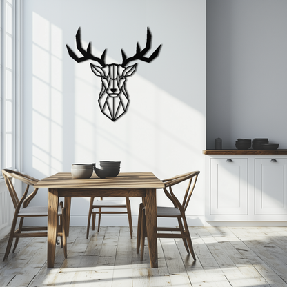 Geometric Deer Head Metal Wall Art - Modern Steel Decor - KAF048 - Tampa Home & Garden Store
