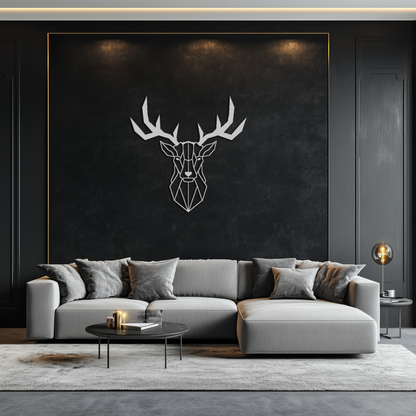 Geometric Deer Head Metal Wall Art - Modern Steel Decor - KAF048 - Tampa Home & Garden Store