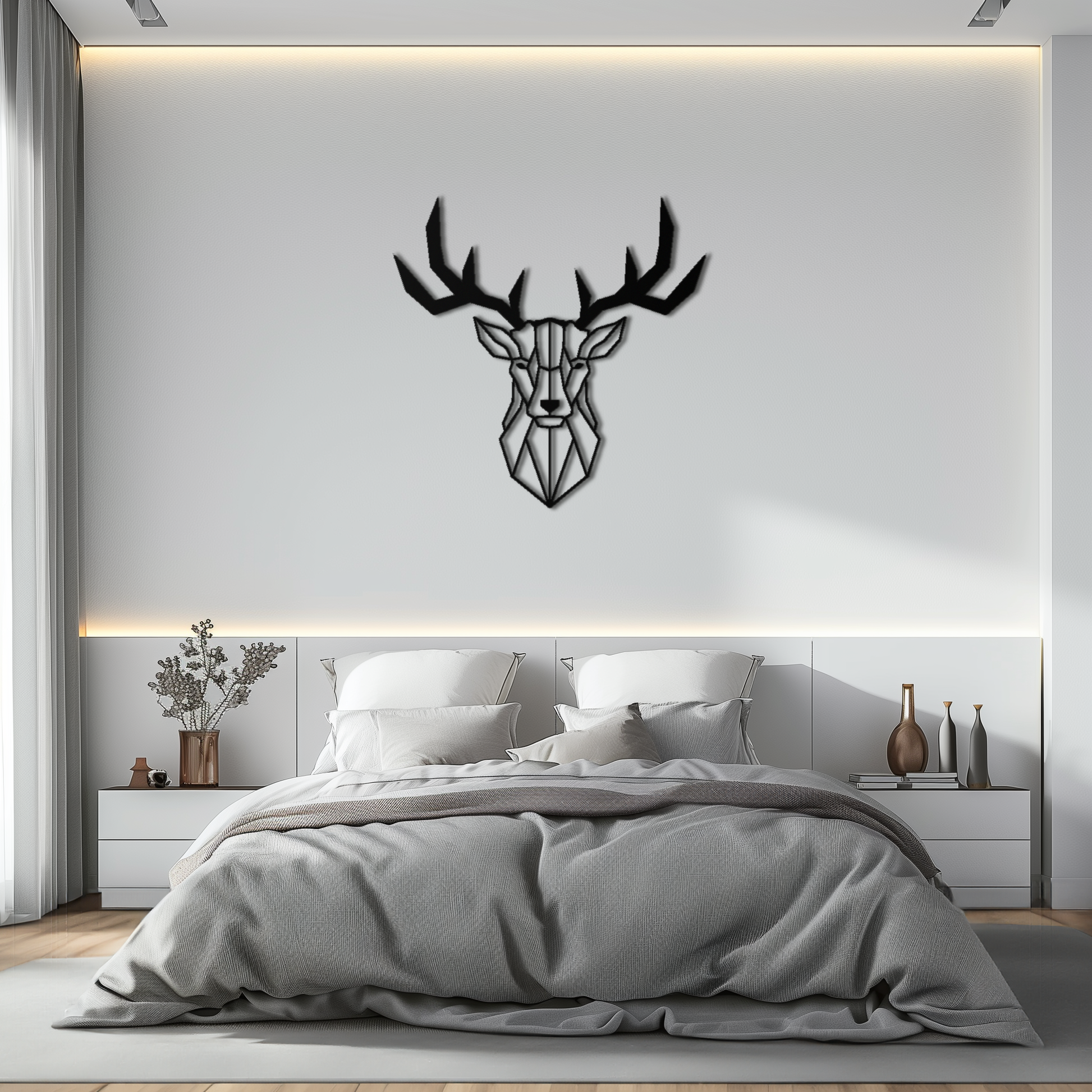 Geometric Deer Head Metal Wall Art - Modern Steel Decor - KAF048 - Tampa Home & Garden Store