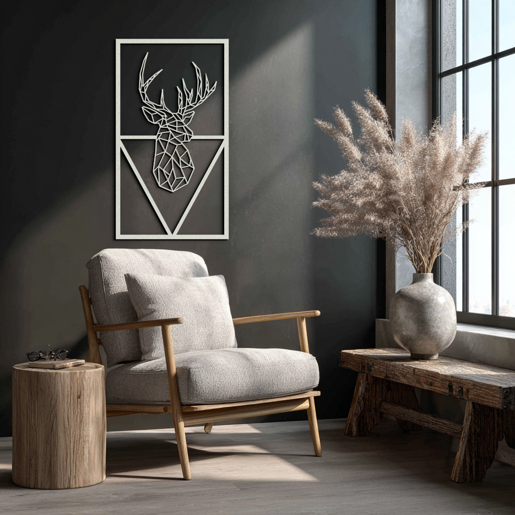 Geometric Deer Metal Wall Art - Modern Steel Wall Decor - KAF040 - Tampa Home & Garden Store