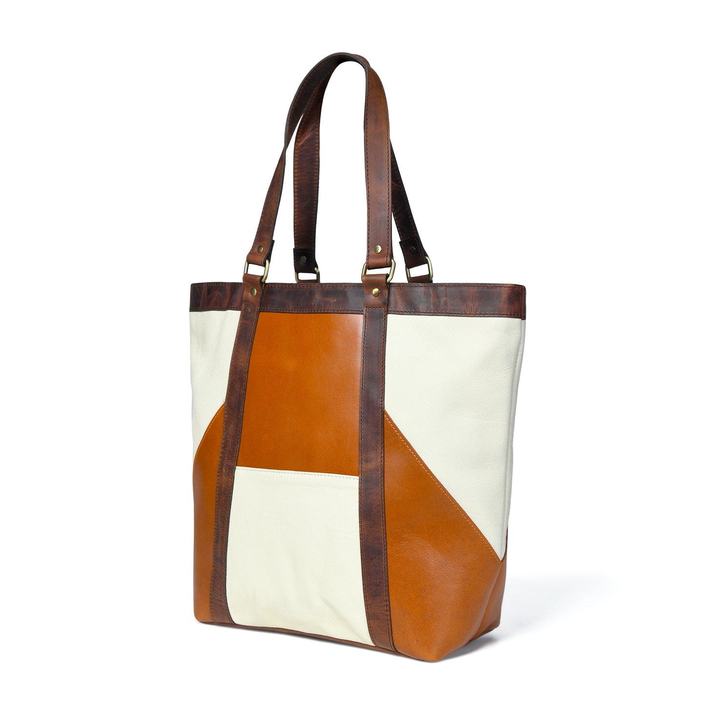 Geometric Design Leather Tote - Tampa Home & Garden Store