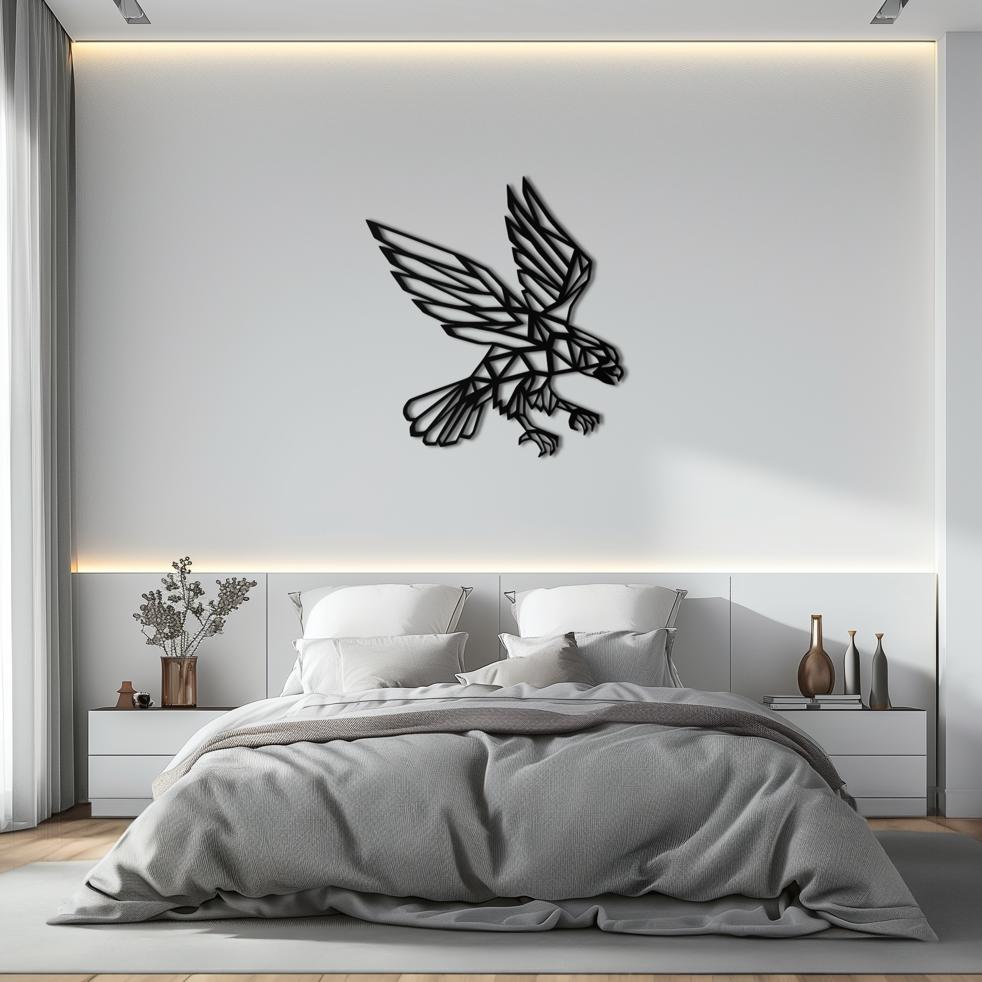 Geometric Eagle Metal Wall Art - Modern Steel Wall Decor - KAF042 - Tampa Home & Garden Store