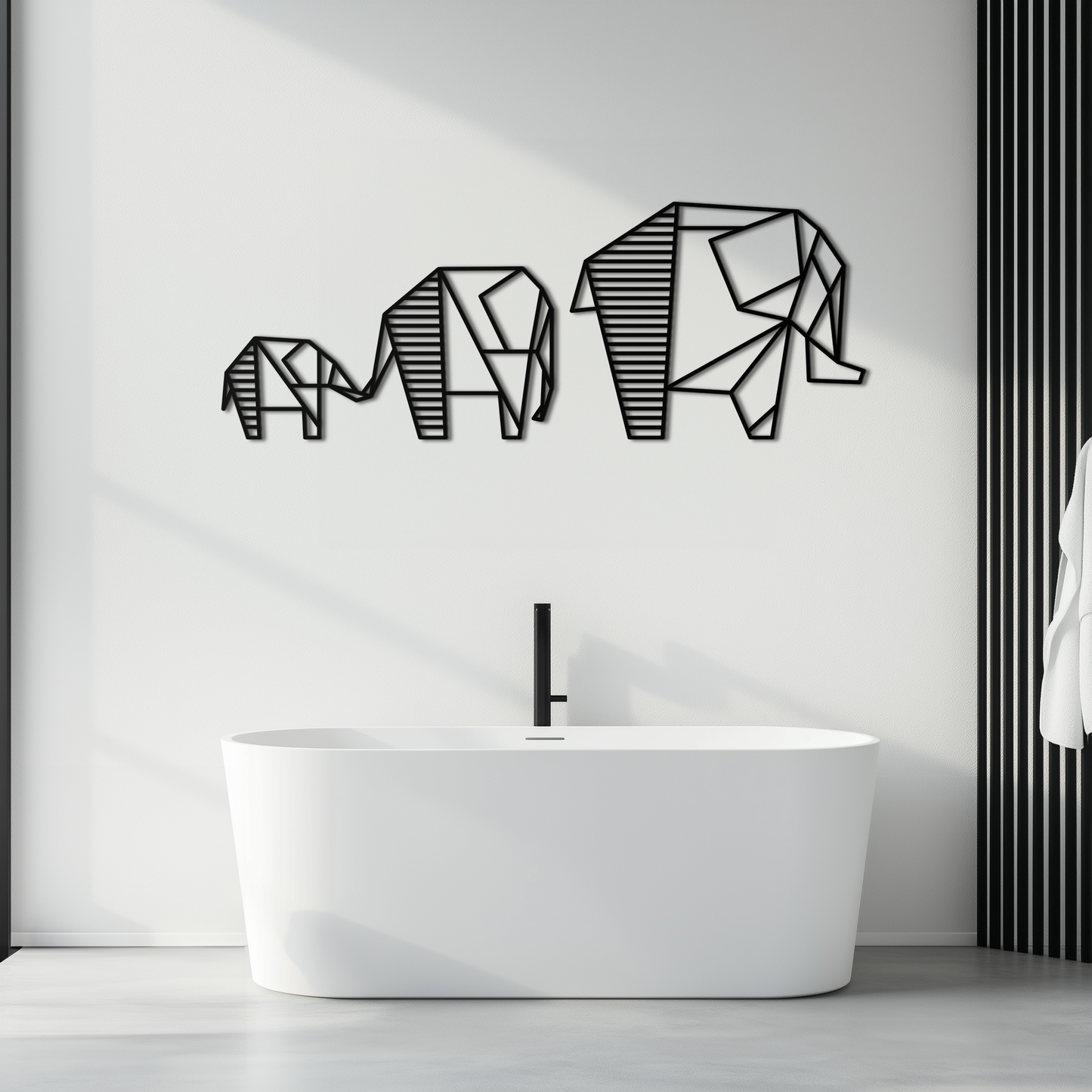 Geometric Elephant Family Metal Wall Art - Modern Minimalist Decor- KAF166 - Tampa Home & Garden Store