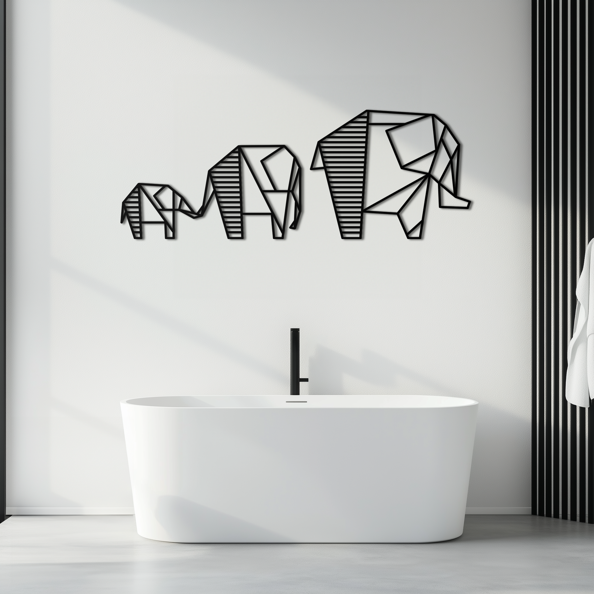 Geometric Elephant Family Metal Wall Art - Modern Minimalist Decor- KAF166 - Tampa Home & Garden Store