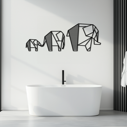 Geometric Elephant Family Metal Wall Art - Modern Minimalist Decor- KAF166 - Tampa Home & Garden Store