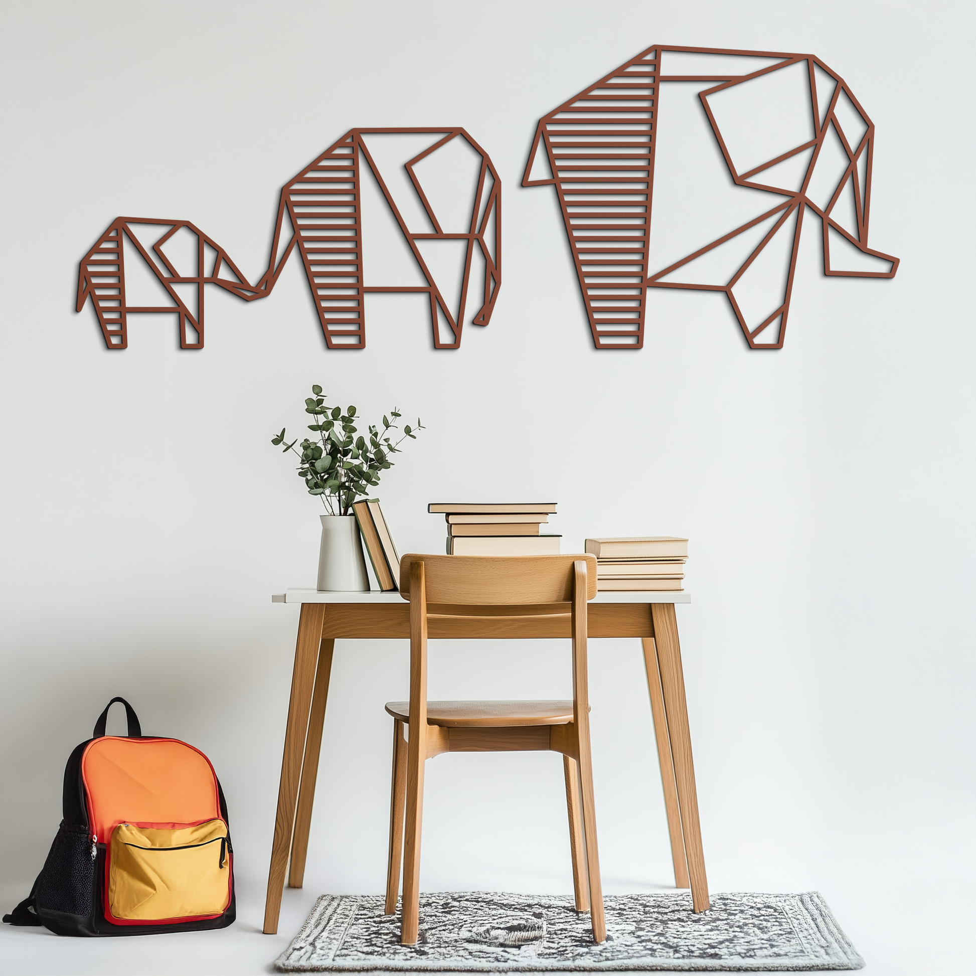 Geometric Elephant Family Metal Wall Art - Modern Minimalist Decor- KAF166 - Tampa Home & Garden Store