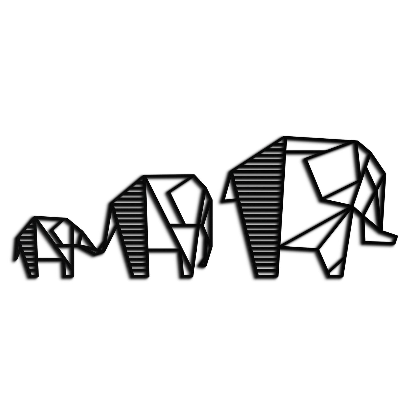 Geometric Elephant Family Metal Wall Art - Modern Minimalist Decor- KAF166 - Tampa Home & Garden Store