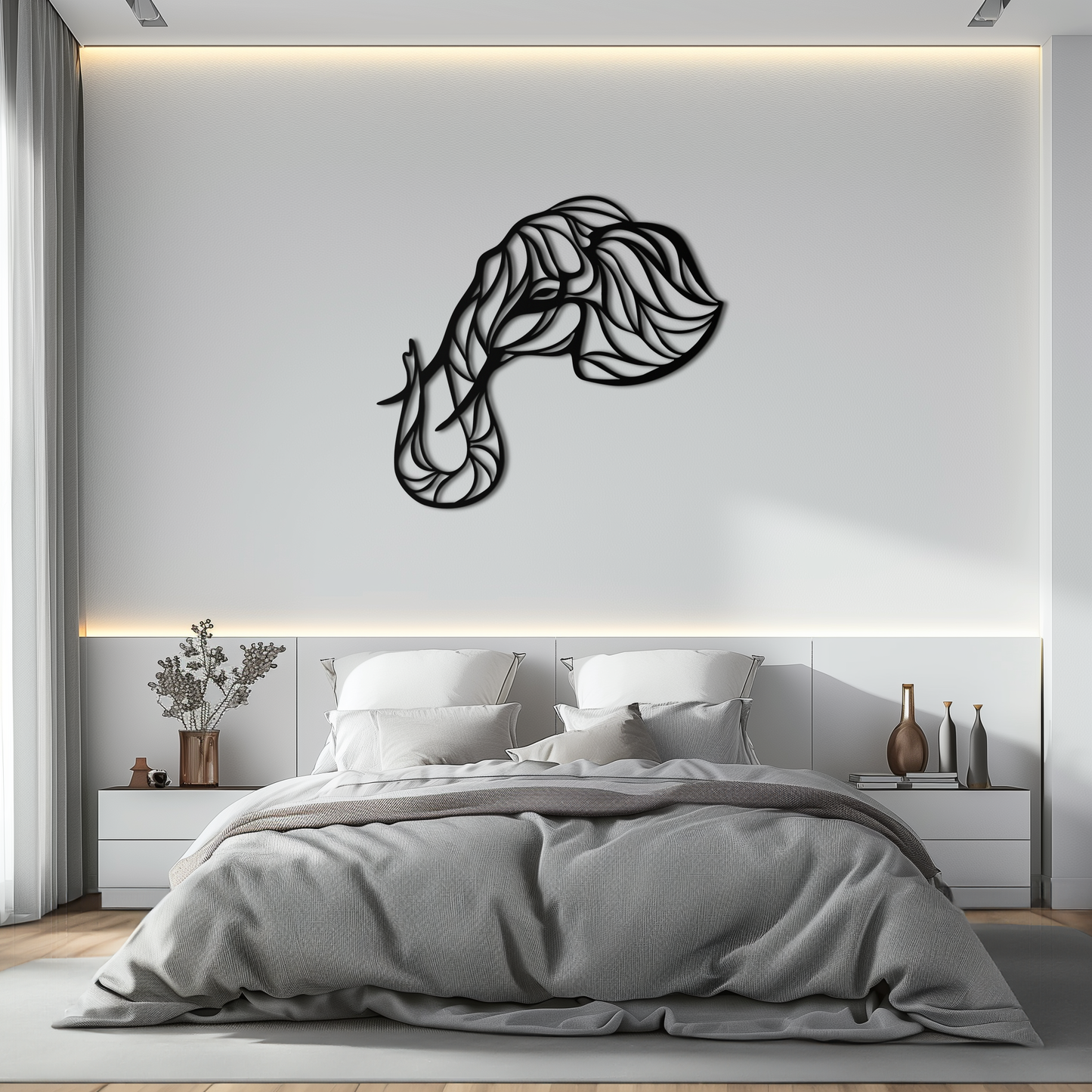 Geometric Elephant Head Metal Wall Art – Modern Animal Home Decor- KAF574 - Tampa Home & Garden Store