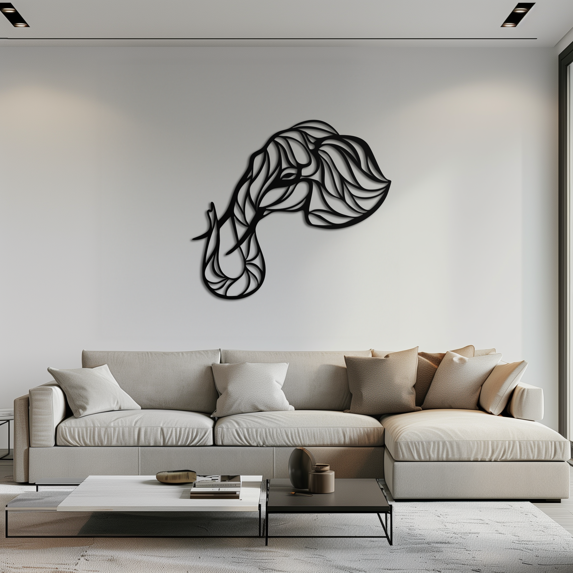 Geometric Elephant Head Metal Wall Art – Modern Animal Home Decor- KAF574 - Tampa Home & Garden Store