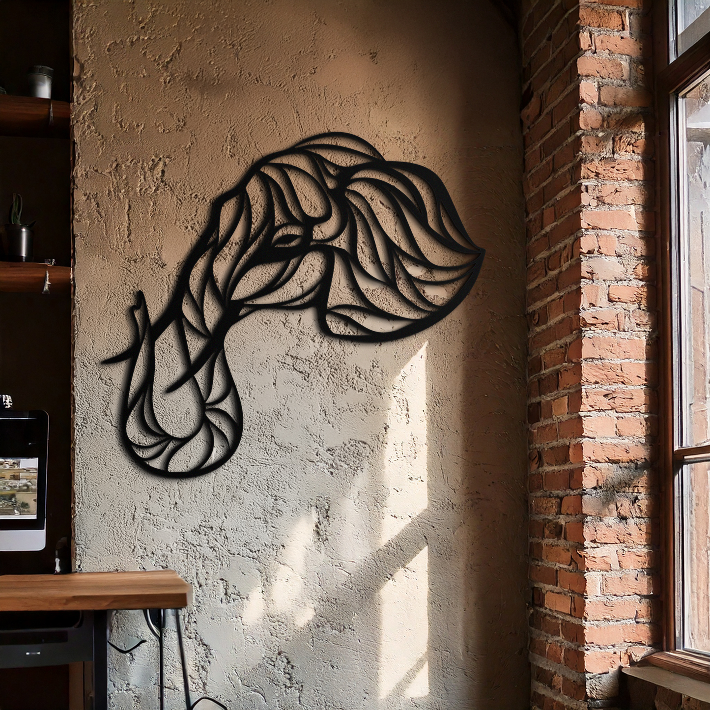 Geometric Elephant Head Metal Wall Art – Modern Animal Home Decor- KAF574 - Tampa Home & Garden Store