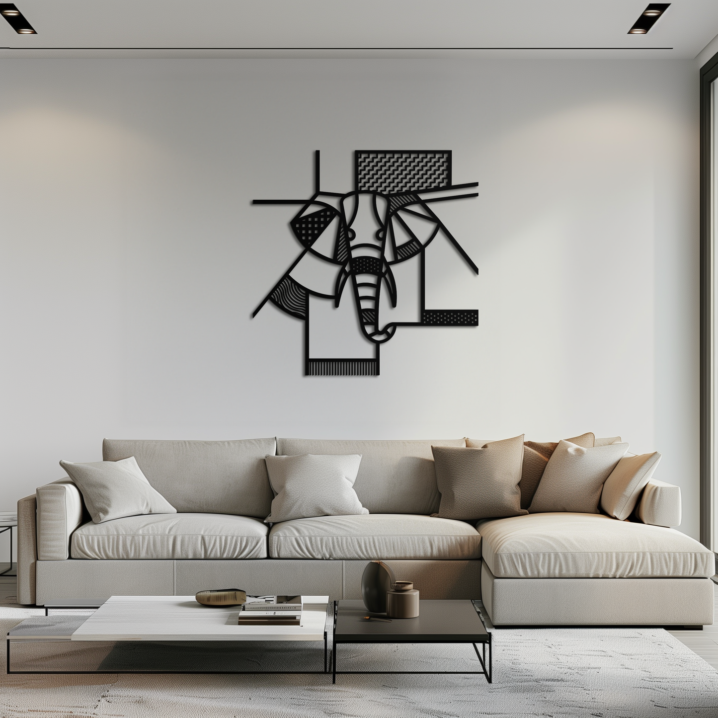 Geometric Elephant Metal Wall Art – Abstract Safari Animal Silhouette for Modern Interiors- KAF353 - Tampa Home & Garden Store