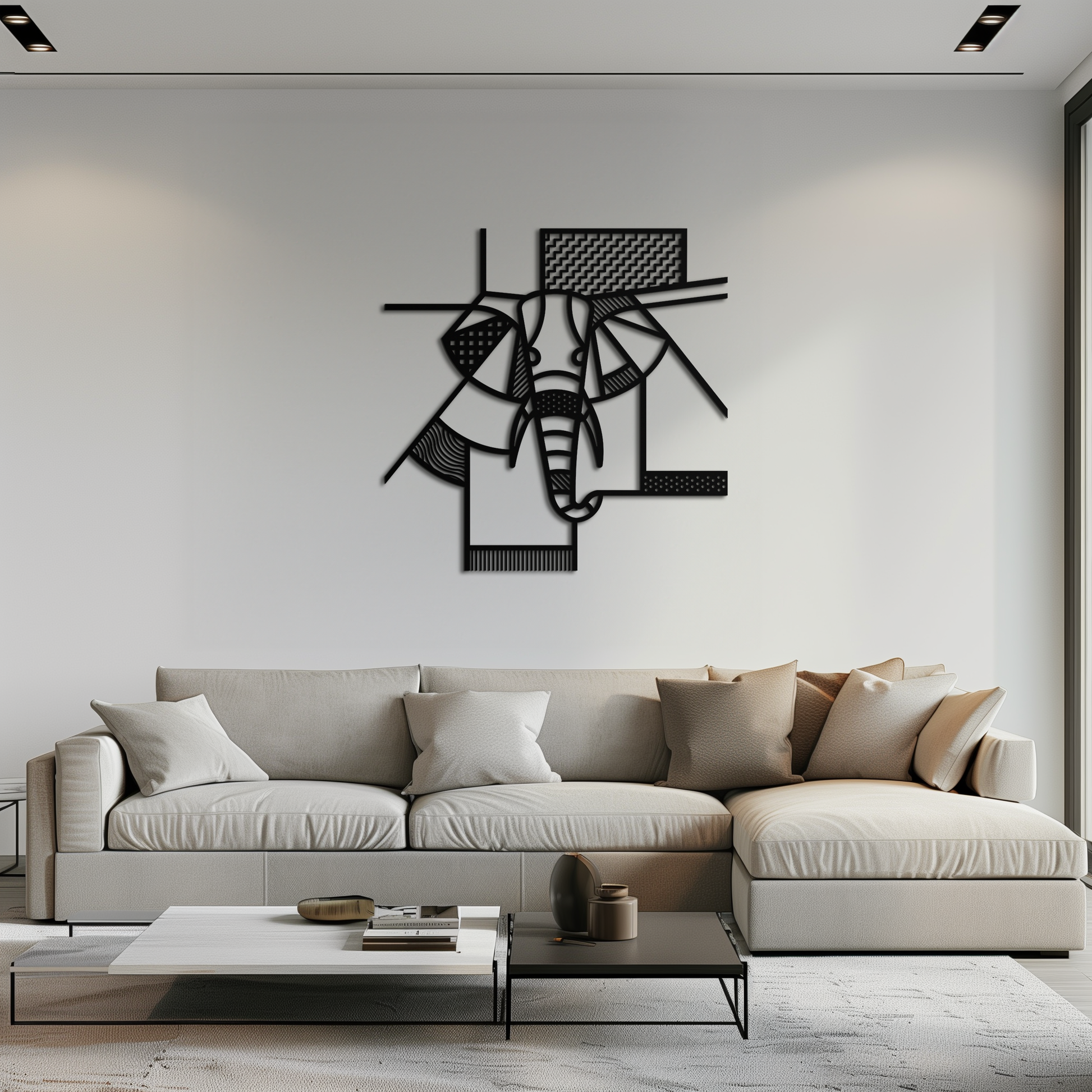 Geometric Elephant Metal Wall Art – Abstract Safari Animal Silhouette for Modern Interiors- KAF353 - Tampa Home & Garden Store