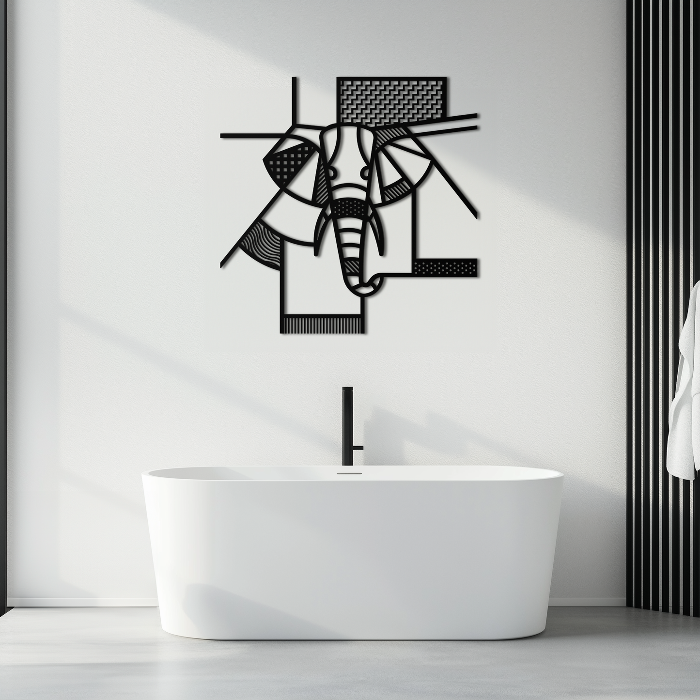 Geometric Elephant Metal Wall Art – Abstract Safari Animal Silhouette for Modern Interiors- KAF353 - Tampa Home & Garden Store