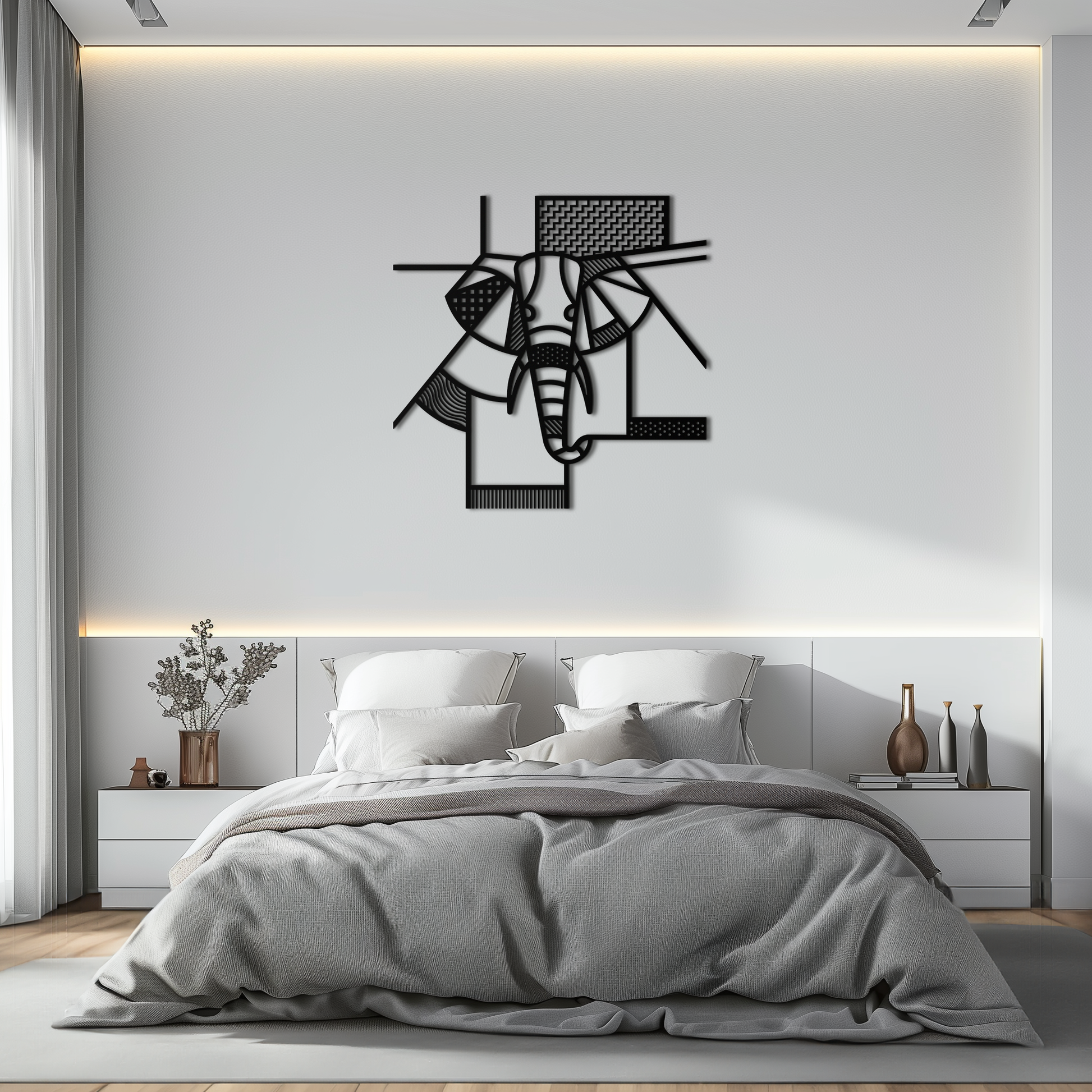 Geometric Elephant Metal Wall Art – Abstract Safari Animal Silhouette for Modern Interiors- KAF353 - Tampa Home & Garden Store