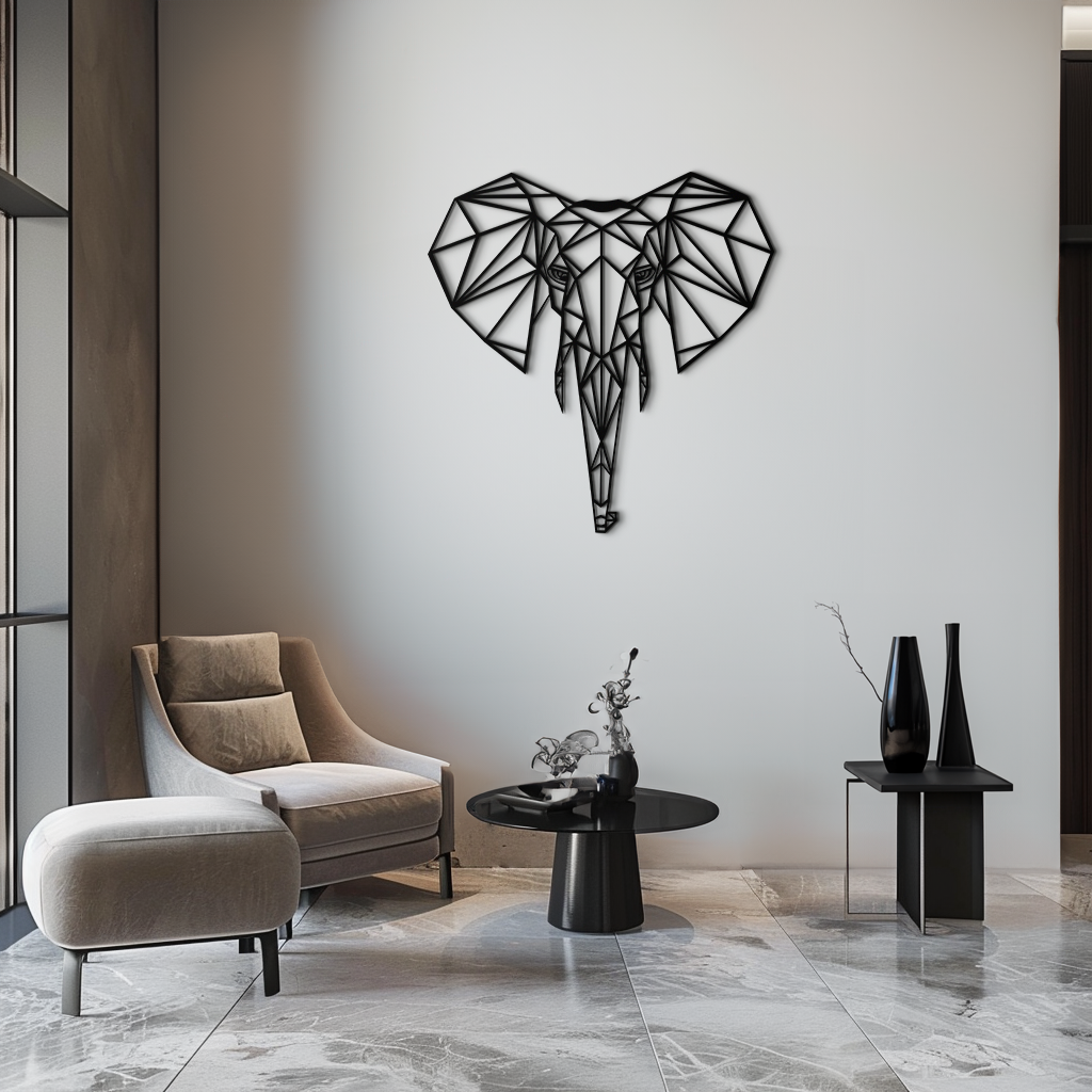 Geometric Elephant Metal Wall Art - Modern Abstract Steel Decor - KAF119 - Tampa Home & Garden Store