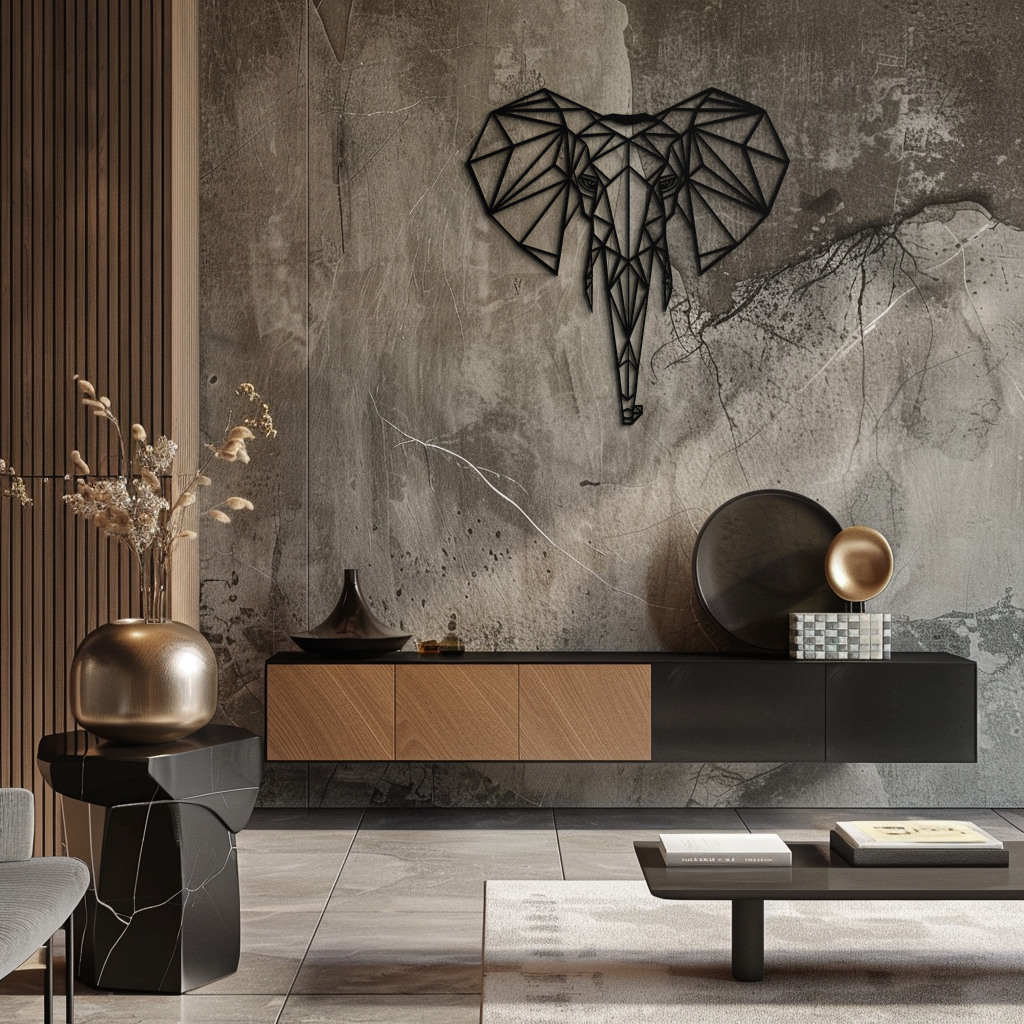 Geometric Elephant Metal Wall Art - Modern Abstract Steel Decor - KAF119 - Tampa Home & Garden Store