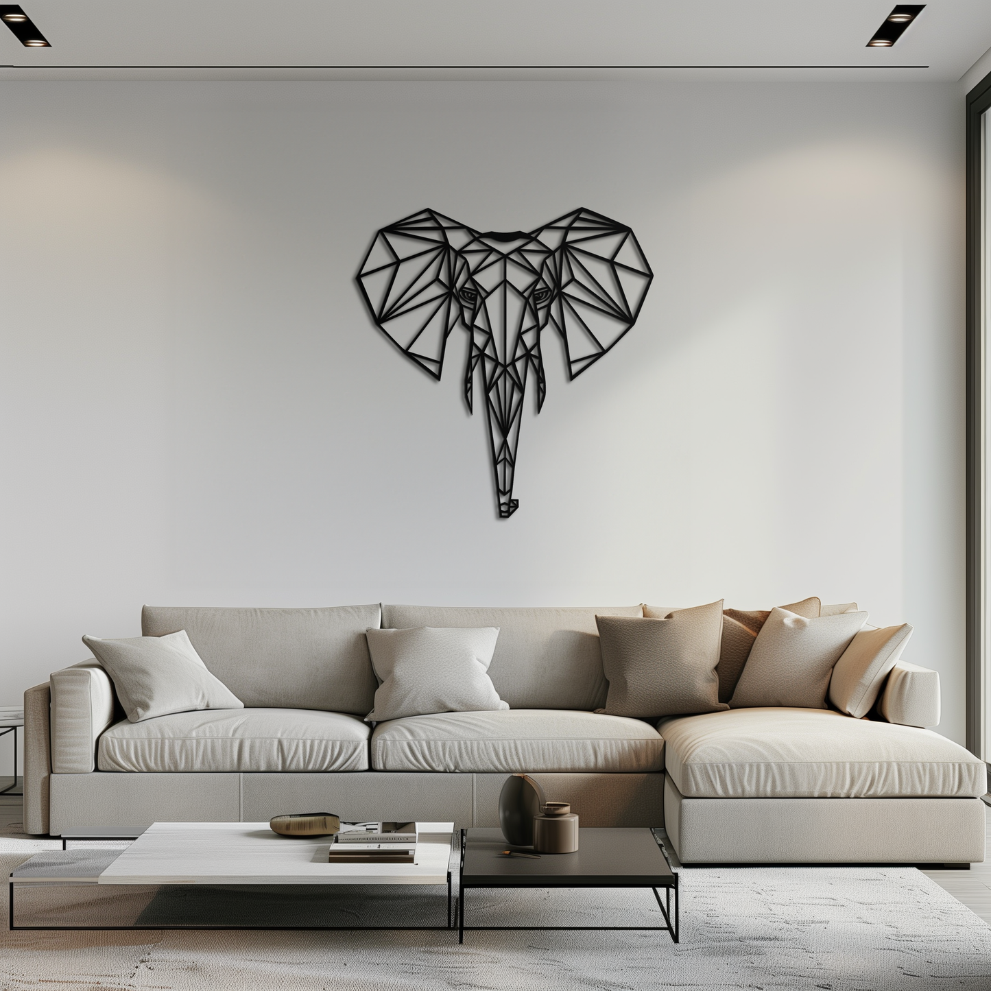 Geometric Elephant Metal Wall Art - Modern Abstract Steel Decor - KAF119 - Tampa Home & Garden Store