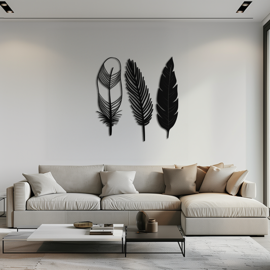 Geometric Feather Metal Wall Art - Modern Boho Steel Decor - KAF117 - Tampa Home & Garden Store