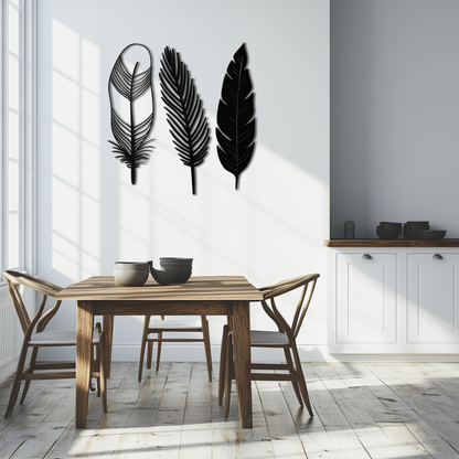 Geometric Feather Metal Wall Art - Modern Boho Steel Decor - KAF117 - Tampa Home & Garden Store