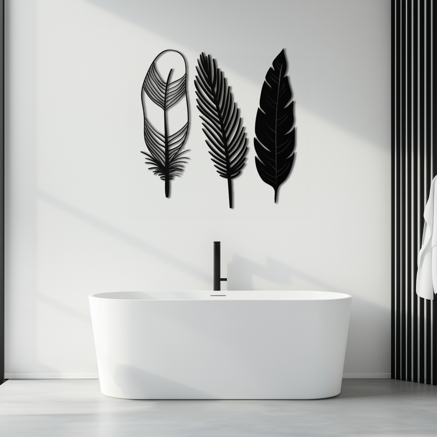 Geometric Feather Metal Wall Art - Modern Boho Steel Decor - KAF117 - Tampa Home & Garden Store