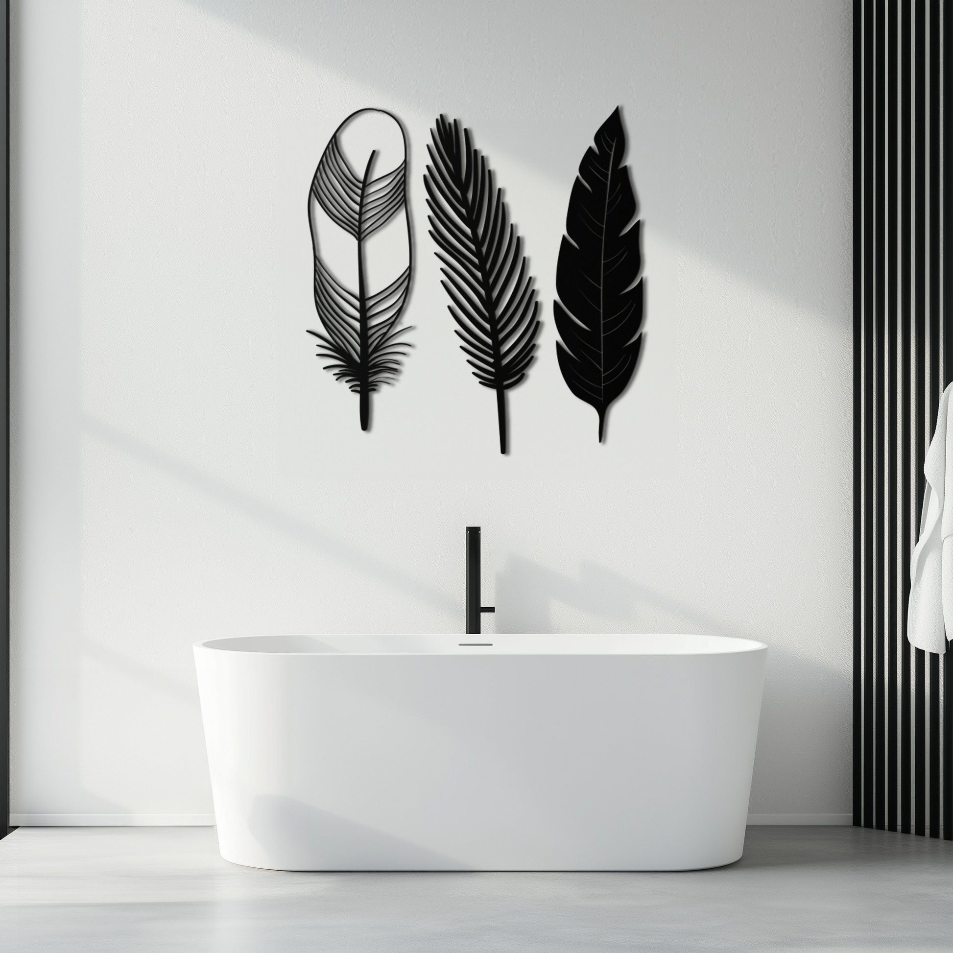 Geometric Feather Metal Wall Art - Modern Boho Steel Decor - KAF117 - Tampa Home & Garden Store