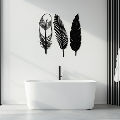 Geometric Feather Metal Wall Art - Modern Boho Steel Decor - KAF117 - Tampa Home & Garden Store