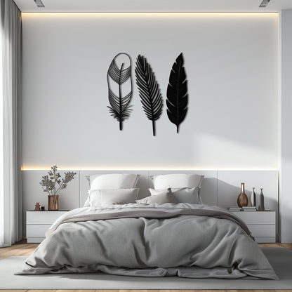 Geometric Feather Metal Wall Art - Modern Boho Steel Decor - KAF117 - Tampa Home & Garden Store