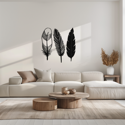 Geometric Feather Metal Wall Art - Modern Boho Steel Decor - KAF117 - Tampa Home & Garden Store