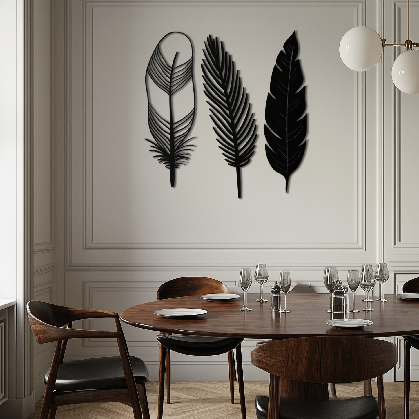 Geometric Feather Metal Wall Art - Modern Boho Steel Decor - KAF117 - Tampa Home & Garden Store