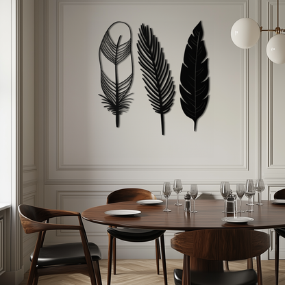 Geometric Feather Metal Wall Art - Modern Boho Steel Decor - KAF117 - Tampa Home & Garden Store