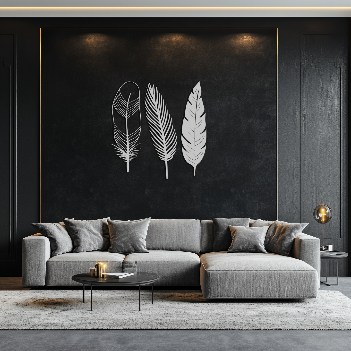 Geometric Feather Metal Wall Art - Modern Boho Steel Decor - KAF117 - Tampa Home & Garden Store
