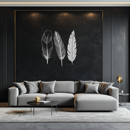 Geometric Feather Metal Wall Art - Modern Boho Steel Decor - KAF117 - Tampa Home & Garden Store