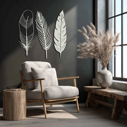 Geometric Feather Metal Wall Art - Modern Boho Steel Decor - KAF117 - Tampa Home & Garden Store